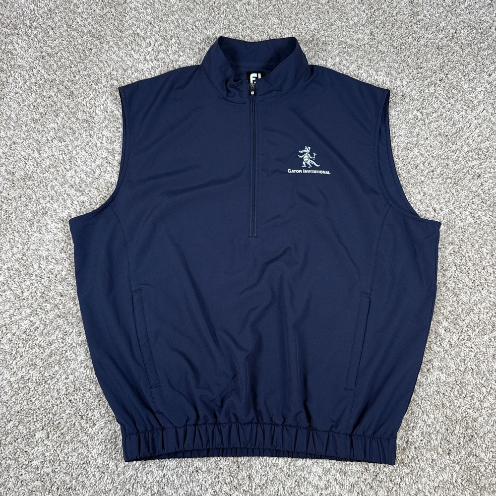 FootJoy Vest Mens M Navy‎ Sleeveless Quarter Zip Gator Invitational Logo Golf
